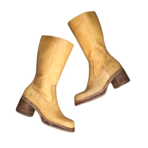 FRYE Villager Dena chunky Y2K banana campus style zip boots 7.5 - Picture 1 of 16